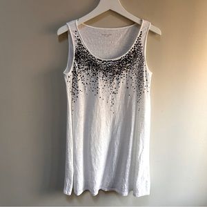 Eileen Fisher ~White Linen Sequins Sleeveless Lightweight Tank Dress size Small